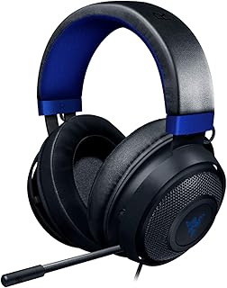 Игровая гарнитура Razer Kraken: легкий алюминиевый корпус - выдвижной микрофон с шумоподавлением - для ПК, PS4, PS5, Switch, Xbox One, Xbox Series X и S, мобильных устройств - разъем для наушников 3,5 мм - черный/синий