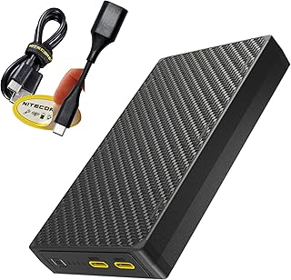 Внешний аккумулятор Nitecore NB20000 Gen 3 20000 мАч, быстрая зарядка QC PD, два порта USB-C, совместим с iPhone, Samsung Galaxy и планшетами, в комплекте с зарядным кабелем Lumentac USB.