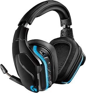 Беспроводная игровая гарнитура Logitech G935 с поддержкой DTS:X 7.1 Surround Sound и подсветкой LIGHTSYNC RGB для ПК — черно-синяя.