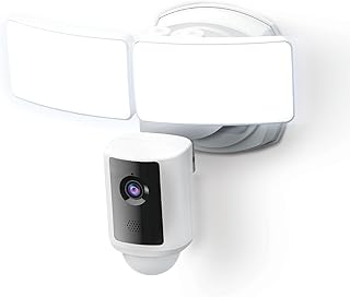 Уличная светодиодная интеллектуальная камера видеонаблюдения Feit Electric SEC5000/CAM/WIFI с датчиком движения, двусторонней аудиосвязью, прожектором 5000 люмен, совместимостью с Alexa и Google Assistant, сигнализацией, проводным подключением, обновленная версия SEC3000.