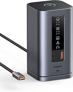 Док-станция Baseus Spacemate (Windows) 11-в-1, тройной дисплей, HDMI и DP 4K, порты USB AC 10 Гбит/с, гигабитный Ethernet, PD 100 Вт, аудио, док-станция для ноутбуков Windows/Dell/HP/Lenovo/Asus/Acer/Mac