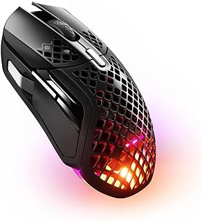 Беспроводная игровая мышь SteelSeries Aerox 5 с RGB-подсветкой - Сверхлегкая, водостойкая конструкция - 9 кнопок - Bluetooth/2,4 ГГц - Оптический сенсор TrueMove Air 18K DPI