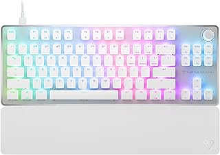 Игровая магнитная механическая клавиатура Turtle Beach Vulcan II TKL Pro с RGB-подсветкой – аналоговые переключатели Холла, регулируемое срабатывание, быстрое нажатие, сменные колпачки клавиш, конструкция без цифрового блока, защита от фантомных нажатий – белая