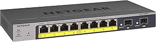 NETGEAR 10-портовый гигабитный Ethernet-коммутатор PoE Smart Switch (GS110TP) — управляемый, с 8 портами PoE+ по 55 Вт, 2 портами 1G SFP, опциональным облачным управлением Insight, возможностью настольного или настенного монтажа и ограниченной пожизненной гарантией.