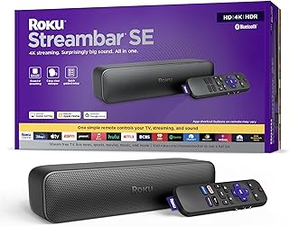 Roku Streambar SE | Универсальная звуковая панель для телевизора 2-в-1 со встроенной поддержкой потоковой передачи 4K/HD/HDR, высококачественными динамиками и улучшенной четкостью речи для ясного и четкого диалога — быстрая и простая настройка с пошаговыми инструкциями