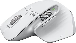 Logitech MX Master 3S для Mac — беспроводная Bluetooth-мышь с ультрабыстрой прокруткой, эргономичной конструкцией, разрешением 8000 DPI, бесшумными щелчками, функцией отслеживания движения по стеклу, возможностью настройки, разъемом USB-C, совместимостью с Apple и iPad — светло-серый