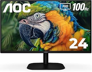 Монитор AOC 24B2H2 24 дюйма, безрамочный, IPS, разрешение Full HD 1920x1080, 100 Гц, 106% sRGB, для дома и офиса, HDMI x2, режим снижения синего света, совместимость с VESA, черный.