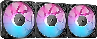 Вентиляторы CORSAIR iCUE Link RX120 RGB 120 мм PWM с системным концентратором iCUE Link - Магнитные купольные подшипники - Комплект из трех штук - Черные