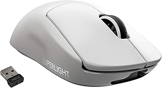 Беспроводная игровая мышь Logitech G PRO X SUPERLIGHT, сверхлегкая, сенсор HERO 25K, 25 600 DPI, 5 программируемых кнопок, длительное время автономной работы, совместима с ПК/Mac - белая.