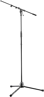 Штатив для микрофона K&M König & Meyer 21090.500.55 — регулируемая телескопическая двухсекционная штанга — профессионального класса — прочный, со складным основанием — немецкого производства, черный.