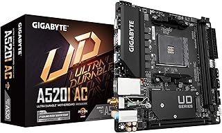 Материнская плата Gigabyte A520I AC (AMD Ryzen AM4/Mini-ITX/Direct 6 Phases Digital PWM с 55A DrMOS/Gaming GbE LAN/Intel WiFi+Bluetooth/NVMe PCIe 3.0 x4 M.2/3 Display Interfaces/Q-Flash Plus)