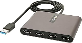 Адаптер StarTech.com USB 3.0 на четыре HDMI-разъема, конвертер USB в 4 HDMI-разъема для монитора под управлением Windows, TAA (не поддерживает macOS/ChromeOS/Linux)