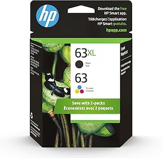 Оригинальные трехцветные чернила HP 63 / черные чернила 63XL (2 шт.) | Совместимы с принтерами HP DeskJet серий 1112, 2130, 3630; HP ENVY серий 4510, 4520; HP OfficeJet 3830, 4650
