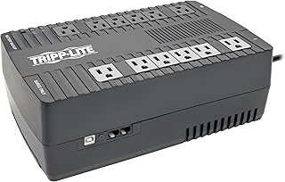 Источник бесперебойного питания Tripp Lite 750VA, малогабаритный, с защитой от перенапряжения, автоматической регулировкой напряжения AVR, 12 розеток, синусоидальная волна, мини-ИБП, ИБП для телевизоров и компьютеров, 3-летняя гарантия и страховка на 100 000 долларов (AVR750U)