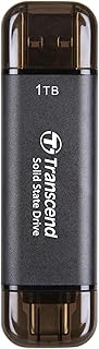 Внешний SSD-накопитель Transcend 1 ТБ, скорость до 1050 МБ/с, два USB-порта, подходит для Tesla, iPhone 15, 16, iPad и Mac, Steam Deck/ROG Ally/MSI Claw/Windows/Android/PS5/Smart TV, 2-в-1, Type-C и A, USB 3.2 Gen2.