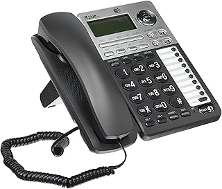 Проводной двухлинейный телефон AT&T ML17939 с цифровым автоответчиком, определителем номера и функцией ожидания вызова, черно-серебристый.