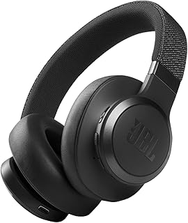 JBL Live 660NC — беспроводные накладные наушники с шумоподавлением, фирменным звуком JBL, функцией голосового помощника, до 50 часов работы от батареи с быстрой зарядкой, удобным тканевым оголовьем и чехлом для переноски (черные)