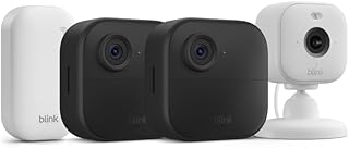 Blink Outdoor 4 + Mini 2 – Беспроводная интеллектуальная камера видеонаблюдения, двухлетний срок службы батареи, HD-видео 1080p днем ​​и инфракрасное ночное видение. В комплект входит модуль синхронизации – система из 2 камер + Mini 2 (белый).