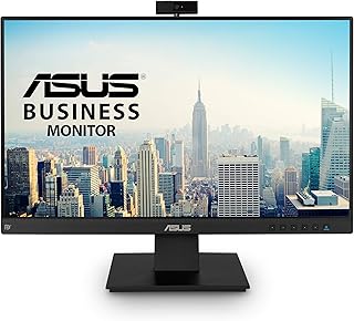 ASUS BE24EQK 23,8-дюймовый бизнес-монитор с разрешением Full HD IPS, функцией защиты зрения Eye Care, DisplayPort HDMI, безрамочным дизайном, встроенной регулируемой веб-камерой 2 Мп, микрофонным массивом, стереодинамиками и возможностью видеоконференций, черный.