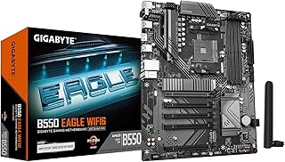 Материнская плата GIGABYTE B550 Eagle WIFI6, поддерживает процессоры AMD AM4 Ryzen 5000, ATX, DDR4, 2x M.2, PCIe 4.0, Wi-Fi 6, 1GbE LAN, EZ-Latch.