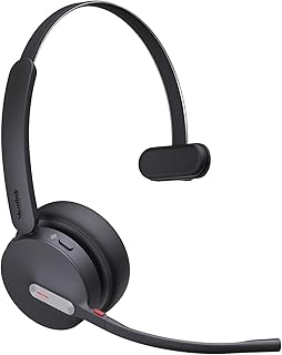 Беспроводная Bluetooth-гарнитура Yealink BH70 UC (без адаптера) с микрофоном для работы, 35 часов работы от батареи в режиме разговора, гарнитура с 3 микрофонами и шумоподавлением для компьютера, легкие наушники весом 91 г для открытого офиса.