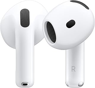 Беспроводные наушники Apple AirPods 4, Bluetooth-наушники, персонализированное пространственное звучание, защита от пота и воды, зарядный кейс USB-C, чип H2, до 30 часов автономной работы, простая настройка для iPhone.