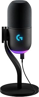 Игровой динамический микрофон Logitech G Yeti GX Dynamic RGB, для подкастов, с поддержкой LIGHTSYNC, Blue VO!CE, управлением через G HUB, суперкардиоидной диаграммой направленности, подключением по USB к ПК/Mac — черный (восстановленный).