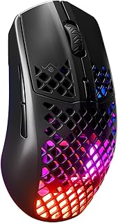 Беспроводная игровая мышь SteelSeries Aerox 3 - Holey RGB - Сверхлегкая, водостойкая конструкция - Оптический сенсор TrueMove Air 18K DPI - Onyx