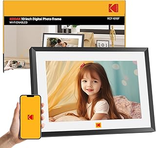 Цифровая фоторамка KODAK 10,1 дюйма с Wi-Fi, сенсорным IPS-экраном HD 1280x800, электронной «умной» фоторамкой с памятью 32 ГБ, автоматическим поворотом, мгновенной отправкой фотографий/видео в любое место.