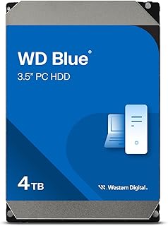 Внутренний жесткий диск Western Digital WD Blue 4 ТБ - 5400 об/мин, SATA 6 Гбит/с, кэш 256 МБ, 3,5 дюйма - WD40EZAX