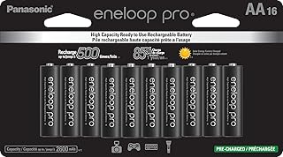 Аккумуляторные батареи Eneloop Panasonic BK-3HCCA16FA pro AA высокой емкости Ni-MH, предварительно заряженные, комплект из 16 батарей.