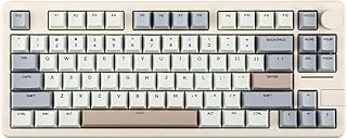 Беспроводная игровая клавиатура EPOMAKER Galaxy70, 75% алюминиевая механическая клавиатура, Bluetooth 5.0/2.4 ГГц/USB-C проводное подключение, программируемая, с возможностью горячей замены, для ПК/Mac/Office/игр (белая, лепестковые переключатели)