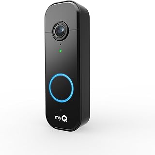 Видеодомофон CHAMBERLAIN myQ | Камера 2K, питание от батареи/проводное, цветное ночное видение, просмотр в реальном времени с двусторонней связью, обнаружение движения и оповещения в реальном времени, широкий угол обзора 150 градусов, черный