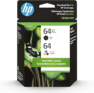 Оригинальные черные картриджи HP 64 Tri-color / 64XL (2 шт.) | Совместимы с сериями HP ENVY Inspire 7250e, 7950e; HP ENVY Photo 6200, 7100, 7800