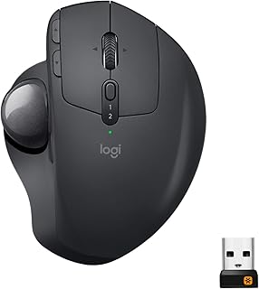 Беспроводная трекбольная мышь Logitech MX Ergo, эргономичный дизайн, возможность перемещения контента между двумя компьютерами Windows и Apple Mac (Bluetooth или USB), перезаряжаемая.