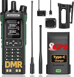 Радиостанция BAOFENG DM32 DMR, портативная перезаряжаемая рация DM32UV 5RM, двухсторонняя радиосвязь, метеорологическая радиостанция NOAA с GPS, функцией копирования частоты, аккумулятором 2500 мАч, зарядкой через USB-C и чехлом для радиостанции.
