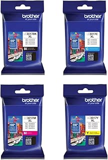 Оригинальные цветные чернила Brother LC3017 (LC-3017) (BK/C/M/Y) в упаковке из 4 штук (включает по 1 штуке каждого цвета: LC3017BK, LC3017C, LC3017M, LC3017Y).