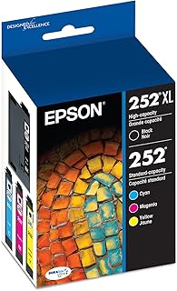 Комплект из двух картриджей EPSON 252 DURABrite Ultra Ink: черный и стандартный цветной (T252XL-BCS). Совместим с моделями WorkForce WF-3620, WF-3640, WF-7110, WF-7610, WF-7620, WF-7710, WF-7720, WF-7210.