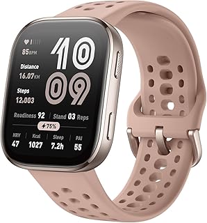 Смарт-часы Amazfit Bip 6 46 мм, 14 дней работы от батареи, 1,97-дюймовый AMOLED-дисплей, GPS и бесплатные карты, искусственный интеллект, звонки и SMS по Bluetooth, отслеживание здоровья, фитнеса и сна, более 140 режимов тренировок, водонепроницаемость 5 ATM, розовый цвет.