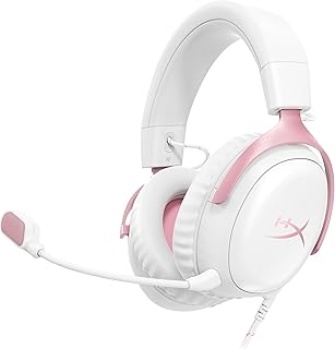 HyperX Cloud III – проводная игровая гарнитура, ПК, PS5, Xbox Series X|S, угловые 53-мм динамики, DTS, пена с эффектом памяти, прочный каркас, сверхчеткий 10-мм микрофон, USB-C, USB-A, 3,5 мм – розовая