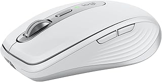 Беспроводная мышь Logitech MX Anywhere 3S Compact, быстрая прокрутка, отслеживание любых поверхностей с разрешением 8K DPI, тихие щелчки, программируемые кнопки, USB C, Bluetooth, Windows PC, Linux, Chrome, Mac — светло-серый цвет.