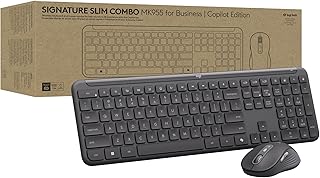 Комплект Logitech Signature Slim MK955 для бизнеса | Copilot Edition, Microsoft Copilot, Copilot в Windows, беспроводная клавиатура и мышь, тихий набор текста, защищенный приемник, Bluetooth, Windows - Графитовый цвет
