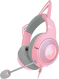 Проводная USB-гарнитура Razer Kraken Kitty V2: RGB-подсветка в виде кошачьих ушек Chroma, реагирующая на стримы, кардиоидный микрофон HyperClear, 40-мм динамики, объемный звук 7.1, удобные амбушюры, кварцево-розовый цвет.