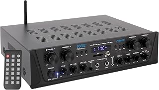 Pyle 500W 4-канальный караоке-усилитель с Bluetooth — домашний кинотеатральный аудиоресивер с AUX, FM-радио, RCA-выходом для сабвуфера, USB и микрофонным входом с эхо для беспроводной потоковой передачи музыки — PTA44BT