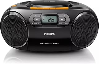 Портативный CD-плеер Philips Boombox — портативный MP3-плеер и кассетный плеер, компактная стереосистема Boombox с динамическим усилением басов, берите музыку с собой на улицу благодаря USB-плееру HiFi.