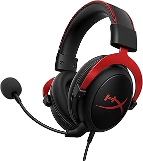 HyperX Cloud II — игровая гарнитура, объемный звук 7.1, амбушюры из пены с эффектом памяти, прочный алюминиевый каркас, съемный микрофон, совместима с ПК, PS5, PS4, Xbox Series X|S, Xbox One — красная.