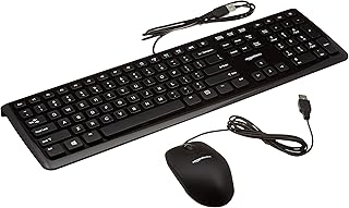 Комплект из 10 проводных компьютерных клавиатур и мышей Amazon Basics, черный.