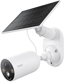 TP-Link 𝗧𝗮𝗽𝗼 SolarCam 2K, уличная аккумуляторная камера с базой для солнечной панели, беспроводная камера, разрешение 2K QHD, сверхширокоугольный угол обзора 150°, бесплатное обнаружение людей/транспортных средств/домашних животных, хранение на SD-карте/в облаке, цветное ночное видение Starlight.