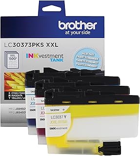 Оригинальные картриджи Brother LC30373PKS, комплект из 3 картриджей с высокопроизводительными цветными чернилами INKvestment Tank, по одному картриджу голубого, пурпурного и желтого цвета, ресурс до 1500 страниц на картридж, LC3037