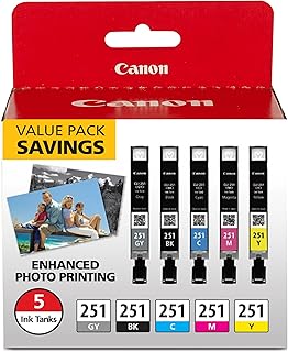 Оригинальный набор из 5 цветных картриджей Canon CLI-251, совместимый с принтерами MG7520, MG5620 и MG6620.